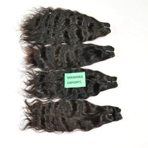 Vente en gros 100% pas cher indien vierge Remy cuticule aligné noir ondulé tissage temple faisceaux Extensions de cheveux humains - Product Image 2