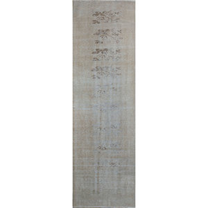 พรมขนสัตว์ถักมือลายดอกไม้สไตล์วินเทจ สีเบจและสีน้ำตาล รุ่น Pae-826 สำหรับตกแต่งห้องนั่งเล่น พรมจาอิปุร์ สหรัฐอเมริกา - Product Image 1