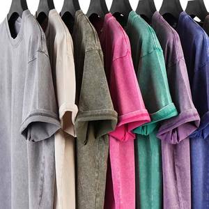 T-shirts pour hommes surdimensionné pierre acide vierge minéral hommes personnalisé imprimé logo lourd Vintage lavage lavé t-shirt - Product Image 1