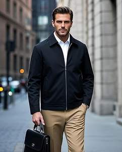 Chaquetas ligeras para hombre Chaquetas cortavientos ligeras de golf con cuello de tendido y cremallera completa con bolsillos con cremallera - Product Image 3