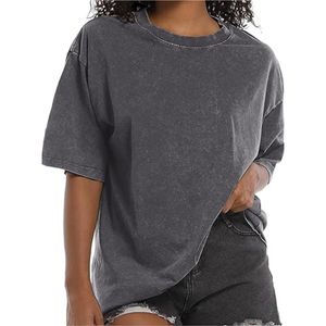T-shirt 100% coton délavé à l'acide pour homme, style hip-hop vintage, coupe surdimensionnée, manches courtes, séchage rapide - Product Image 1