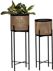 Handmade Planters Customized Design & Size Decorative Planters Rattan Net Planters Flower <b>Pots</b> with Stand - Product Image 1