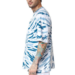 Alta calidad 100% algodón Tie-Dye manga corta cuello redondo Camiseta para hombres cómodo ajuste Regular en línea venta al por mayor ropa de hombre - Product Image 4