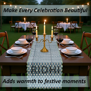 Camino de Mesa Bordado a Mano Indio en Azul Pavo Real, Floral Moderno de Algodón para Decoración del Hogar, para Cenas al Aire Libre o Bodas y Fiestas - Product Image 2