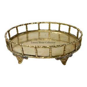 Bandeja de servicio hecha a mano pulida brillante de Color dorado, utensilios de cocina decorativos de gran tamaño, bandeja de mesa para servir alimentos - Product Image 3