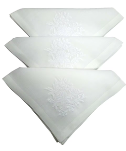 Broderie Fleur Blanche Conception Dîner Serviette Haute Qualité Blanc Lin Polyester Mélange Serviette De Table pour La Maison Hôtel Événement - Product Image 1