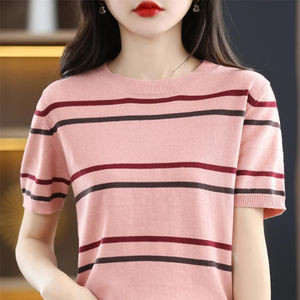Verano 100% de mujer de algodón de manga corta de cuello sólido transpirable de secado rápido Regular Fit Casual moda camiseta colores personalizados OEM - Product Image 6