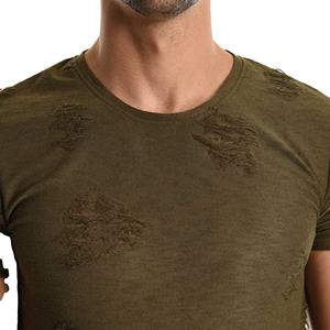 T-shirts pour hommes effet usé, fournisseur direct d'usine OEM, livraison rapide, garantie de qualité, matière coton, manches courtes. - Product Image 6