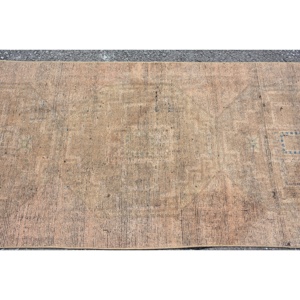 Alfombra de lana de área grande clásica hecha a mano Vintage 32X98ft Beige con patrón de retazos abstractos para decoración de habitación de pasillo de látex - Product Image 5