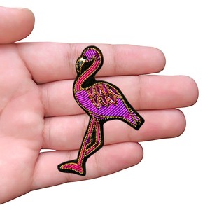Broche de pájaro hecho a mano personalizado para niños Alambre de lingotes y bordado de cuentas Pin de moda de lujo para fiesta de boda y camisas/bolsos - Product Image 3