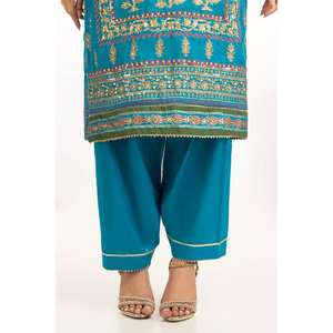 Costume formel 3 pièces pour femme, couleur turquoise, avec boutons décorés à la main - Product Image 2