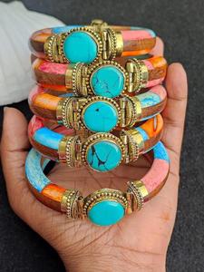 Bracelet manchette pour femme en os naturel de haute qualité, fait main, personnalisé, couleurs assorties, avec perles et diamants, étanche, tendance, style indien - Product Image 3