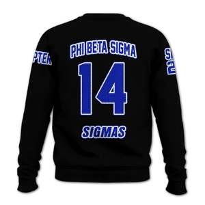 Phi Beta Sigma 1914 Suéter de fraternidad griega Acrílico Punto Azul Blanco Chenille Letras Sigma Beta Suéter de ropa - Product Image 4