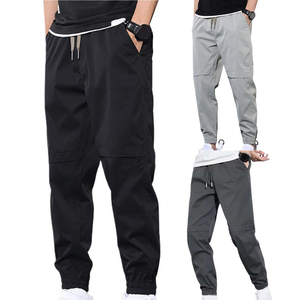 Custom Mens Cargo Jogger Pants <b>Drawstring</b> Flat Casual Streetwear Sweatpants Sports Track <b>Trousers</b> Elastic Waist Fitness - Product Image 1