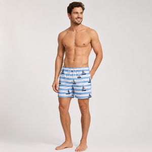 <b>Men</b> Fashion Swim <b>Trunks</b> Palm Tree Print Quick Dry Beach Shorts Elastic Waist Surf Vacation Resort Wear Outfit - Product Image 2
