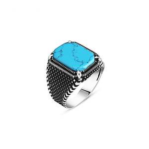 Azuris Bague pour homme en argent sterling 925 turc, bijoux de style ottoman raffiné avec pierre naturelle noire, fabriquée en Turquie VALKH1368 - Product Image 3
