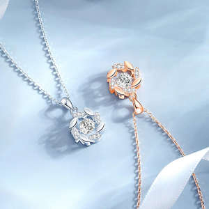 Collier tendance pour femmes, pendentif en blé porte-bonheur en argent sterling 925 personnalisé, bijoux fins, moissanite dansante VVS D 5 mm, multicolore - Product Image 5