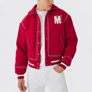 เสื้อแจ็กเก็ตเบสบอลแบบกระดุมสแนปสำหรับผู้ชายผ้าวูลปักโลโก้สไตล์วิทยาลัยวินเทจสำหรับฤดูหนาว - Product Image 1