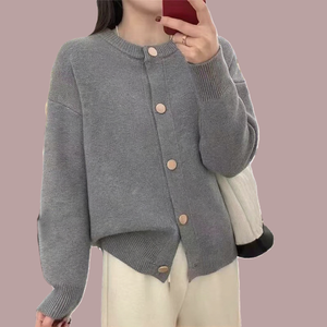 Cárdigan de Mujer para Otoño/Invierno, Cuello en V, 100% Algodón, Transpirable, Corte Holgado, Tallas Grandes, Logotipo Frontal, Manga Larga, Precio al por Mayor - Product Image 2