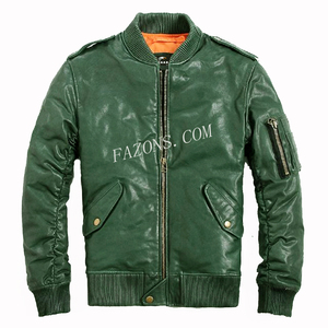 Blouson aviateur en cuir pour homme, style décontracté vintage, en cuir véritable, classique, sur mesure, vente en gros, OEM - Product Image 5