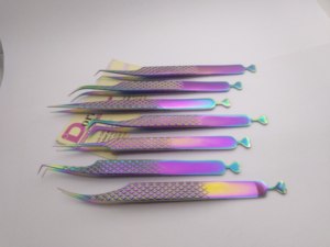 Essential Beauty Tweezers <b>Rainbow</b> Plasma With Heart Shape Design Handle Eyelash Extension Tweezers Custom Logo Lash Tweezers - Product Image 2