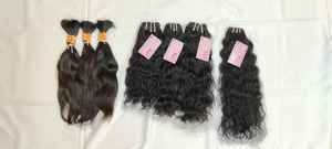 Paquetes de cabello Remy recto rizado indio crudo sin procesar, cutícula alineada, estilo de onda profunda suelta humana Natural DE LA India - Product Image 4