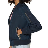 Blouson d'aviateur élégant pour femmes avec fermeture à glissière et doublure lisses Blouson d'aviateur de mode urbaine pour femmes