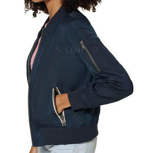 Chaqueta Bomber elegante para mujer con cremallera suave y forro chaqueta Bomber de moda urbana para mujer - Product Image 3