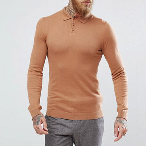 Camiseta Polo Lisa Personalizada, Diseño con Tres Botones en la Parte Delantera, Estilo Moderno, Camiseta Polo de Manga Larga Personalizada para Hombre, Venta al por Mayor - Product Image 1