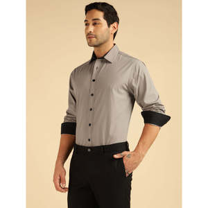 Amanush <b>Men's</b> Grey Cotton Formal <b>Shirt</b> Full Sleeve Turn-Down <b>Collar</b> Smart Casual Anti-Wrinkle Poplin Fabric Summer <b>Mens</b> <b>Shirts</b> - Product Image 3