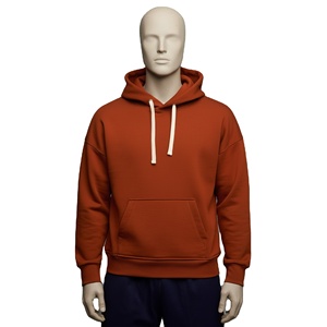 Sudaderas con capucha de los hombres de color marrón pulóver de manga larga Casual Flat String Heavyweight French Terry 400GSM Your Own Logo Hoodie sudaderas - Product Image 1