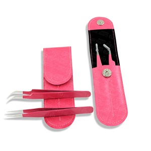 Pinzas para Extensión de Pestañas de Alta Precisión con Estuche Magnético Resistente y Elegante Bolsa de Cuero para Guardar Herramientas de Pestañas - Product Image 2