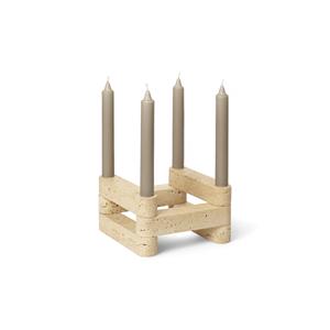 Porte-bougie en pierre de travertin moderne à nervures, design minimaliste artisanal, élégance intemporelle et présentation stable pour tout décor - Product Image 6