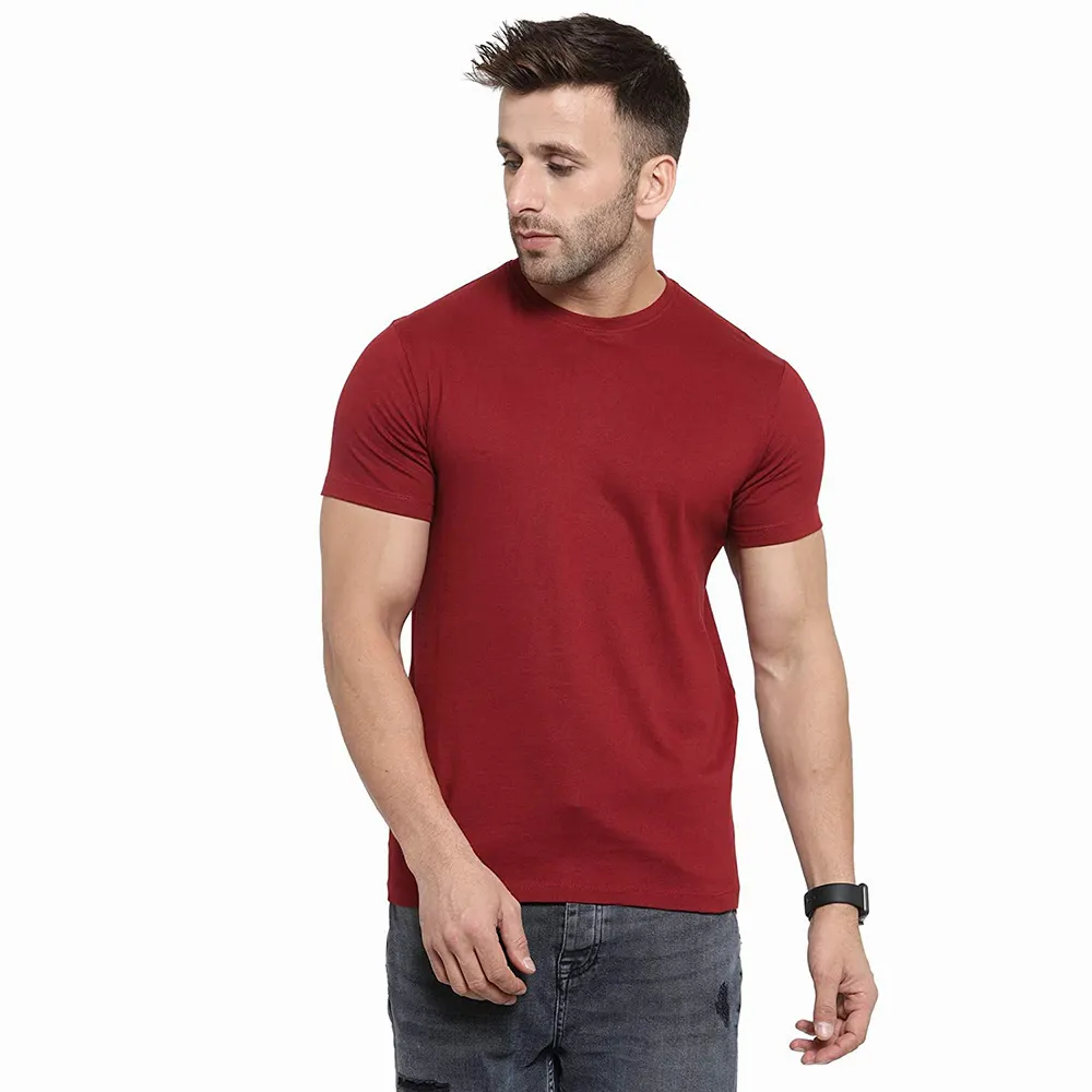 Nueva llegada Camiseta para hombre adulto Color rojo Manga corta Tallas grandes Ropa casual Camiseta con diseño personalizado