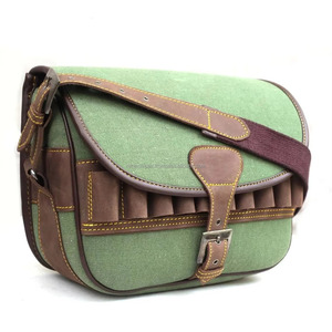 REHEXIMPEX 100% Classic Leather & <b>Canvas</b> Tactical Cartridge Holder 120 <b>Rounds</b> Capacity Customizable Speed Loader Hunting Bag - Product Image 1