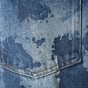 Pantalones vaqueros de algodón 100% para hombre, pantalones vaqueros rectos holgados informales para invierno, pantalones vaqueros de lavado ácido con salpicaduras irregulares - Product Image 5