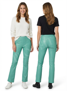 Pantalon en cuir de veau véritable léger et confortable pour femmes, taille haute, coupe slim, taille élastique, pantalon en cuir de qualité supérieure tendance - Product Image 5