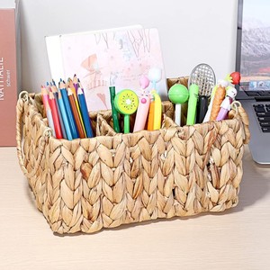 Cute <b>water</b> hyacinth pen holder desk organizer eco friendly woven fiber basket for pens <b>container</b> - Product Image 4