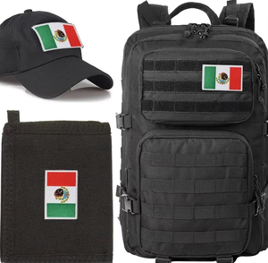 Écussons brodés tactiques avec motif fleur et drapeau du Mexique, avec boucles et crochets pour uniformes, sacs à dos et vestes - Tissu thermocollant 3D - Product Image 6