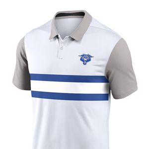 Kentucky University HBCU para Polo blanco gris con rayas de logotipo frontal tela de punto transpirable de talla grande equipo de ventilador oficial - Product Image 3
