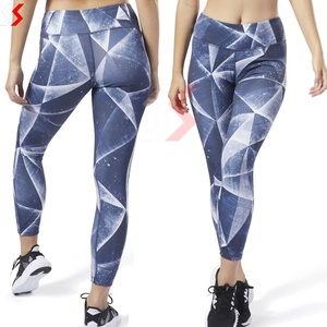 Women's XL Size Lightweight <b>Polyester</b>/Spandex Sublimated Yoga <b>Leggings</b> with Customized Logo High Elastic Waist for Women - Product Image 5