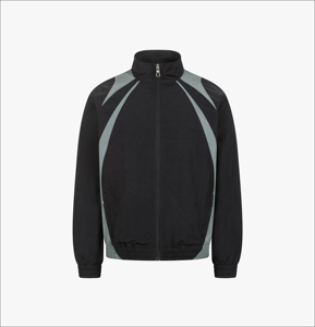 High Quality Custom <b>Men's</b> Color Black Windbreaker Polyester Nylon Tracksuit <b>Mens</b> Track <b>Zip</b> up Jacket and <b>Shorts</b> Set - Product Image 2
