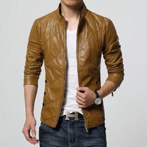 Chaqueta de motorista ajustada de alta calidad para hombre, abrigo de cuero a la moda, lona de lana, Color sólido, Cuello de piel decorado para invierno - Product Image 5