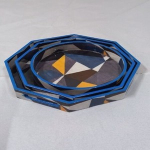 Unique Meena Tray Handcrafted Durable Eco-Friendly Non-Toxic Acacia Wood Engraved Indian Classic Customizable 100pcs Giveaways - Product Image 1