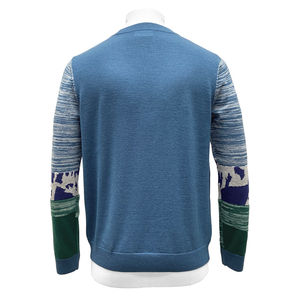 FW23 Pull-over cardigan à manches longues et col en V imprimé soie mérinos de qualité supérieure pour hommes, personnalisé à prix raisonnable OEM ODM - Product Image 2