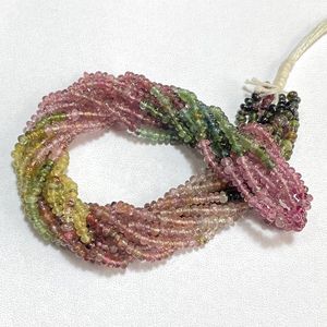 Perles en forme de Rondell multi-tourmaline Pierre précieuse naturelle pour la fabrication de bijoux-Perles de pierre en gros - Product Image 3