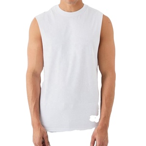 เสื้อยืดกีฬาผู้ชายแบบเรียบ ผ้าคอตตอนผสมสแปนเด็กซ์ 180 GSM เสื้อกล้าม Homme Tank Top - Product Image 1