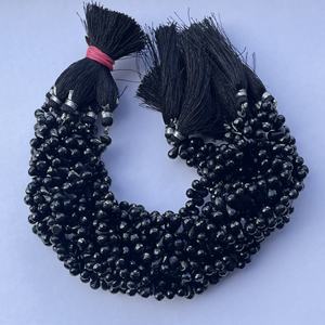 Pierre de spinelle noire naturelle à facettes, perles en forme de gouttes de larme pour la fabrication de bijoux, collier, Bracelet, bricolage Semi-précieux, 4mm, 6mm, 8mm - Product Image 1