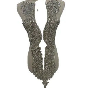 Серебряная распродажа, модная вышитая аппликация из бисера, аппликация из страз для панельного платья