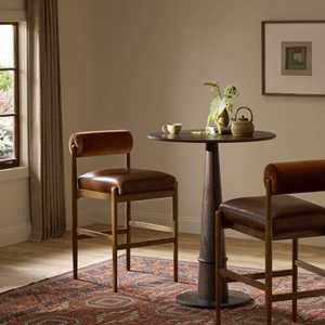 Modern Wooden Bar Chair With <b>Leather</b> Cushion Indoor Cafe Dining Chair Solid Wood Restaurant Hotel Seating Furniture - Product Image 6